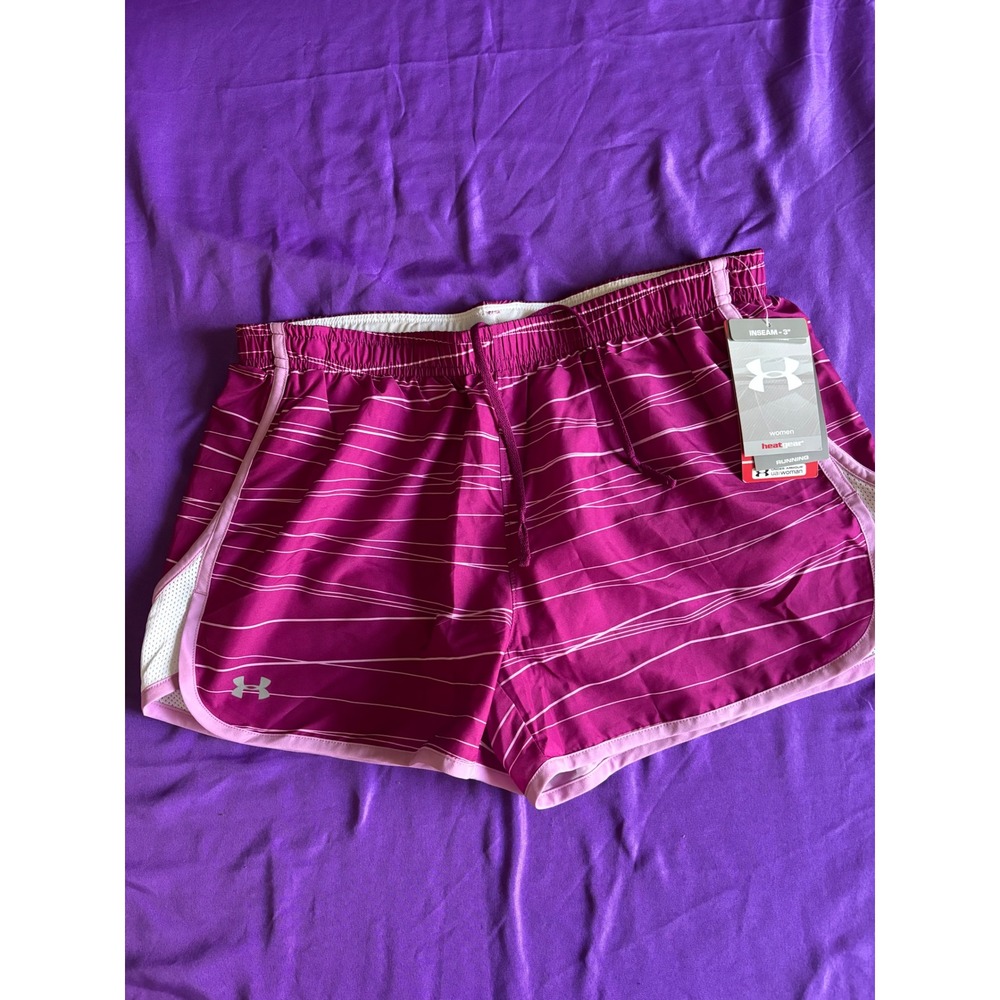 Under Armour Womens HeatGear Running Shorts  Striped 3 Inch Inseam medium